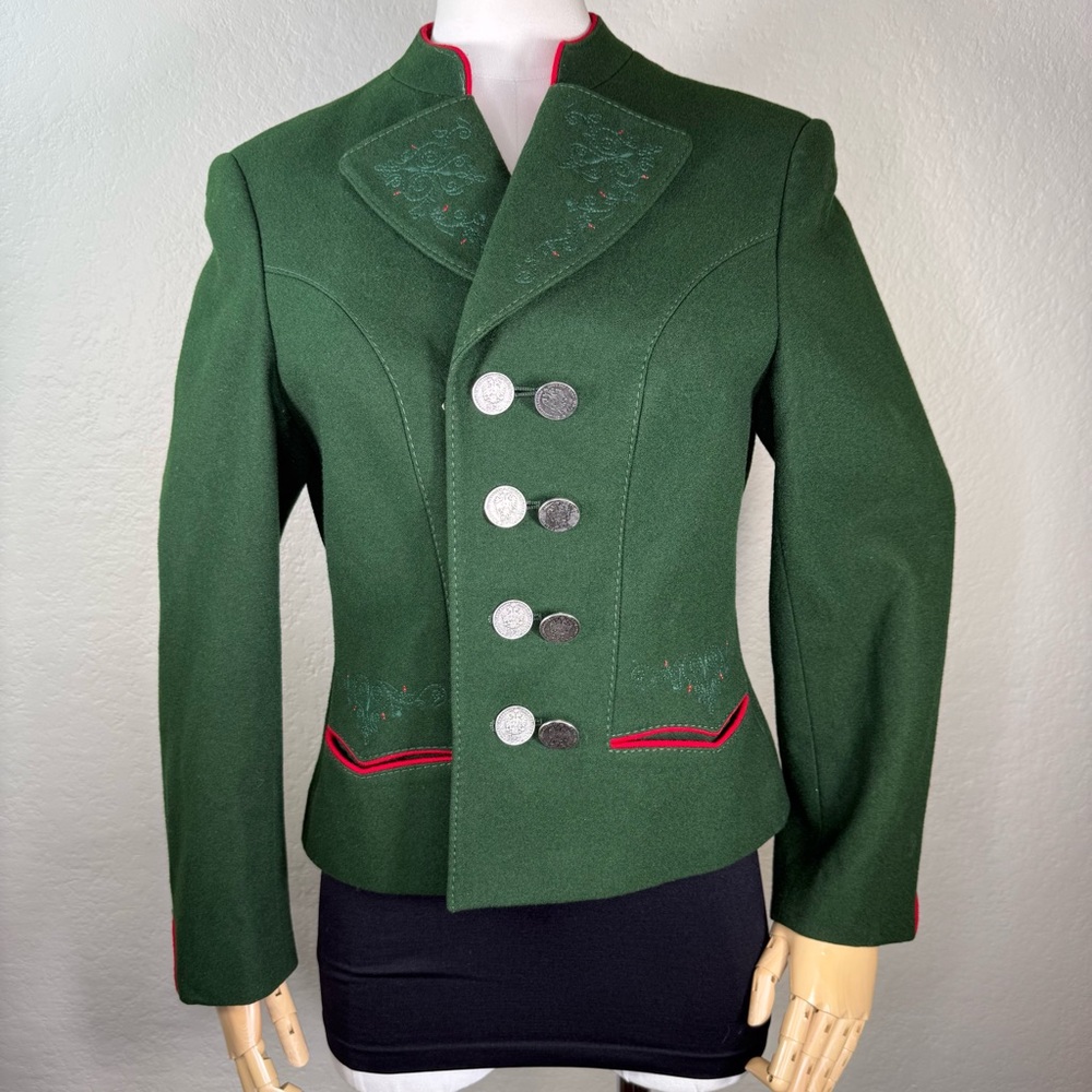 Vintage Julius Lang Trachten Tyrolean German Bavarian Embroidered Jacket SMALL